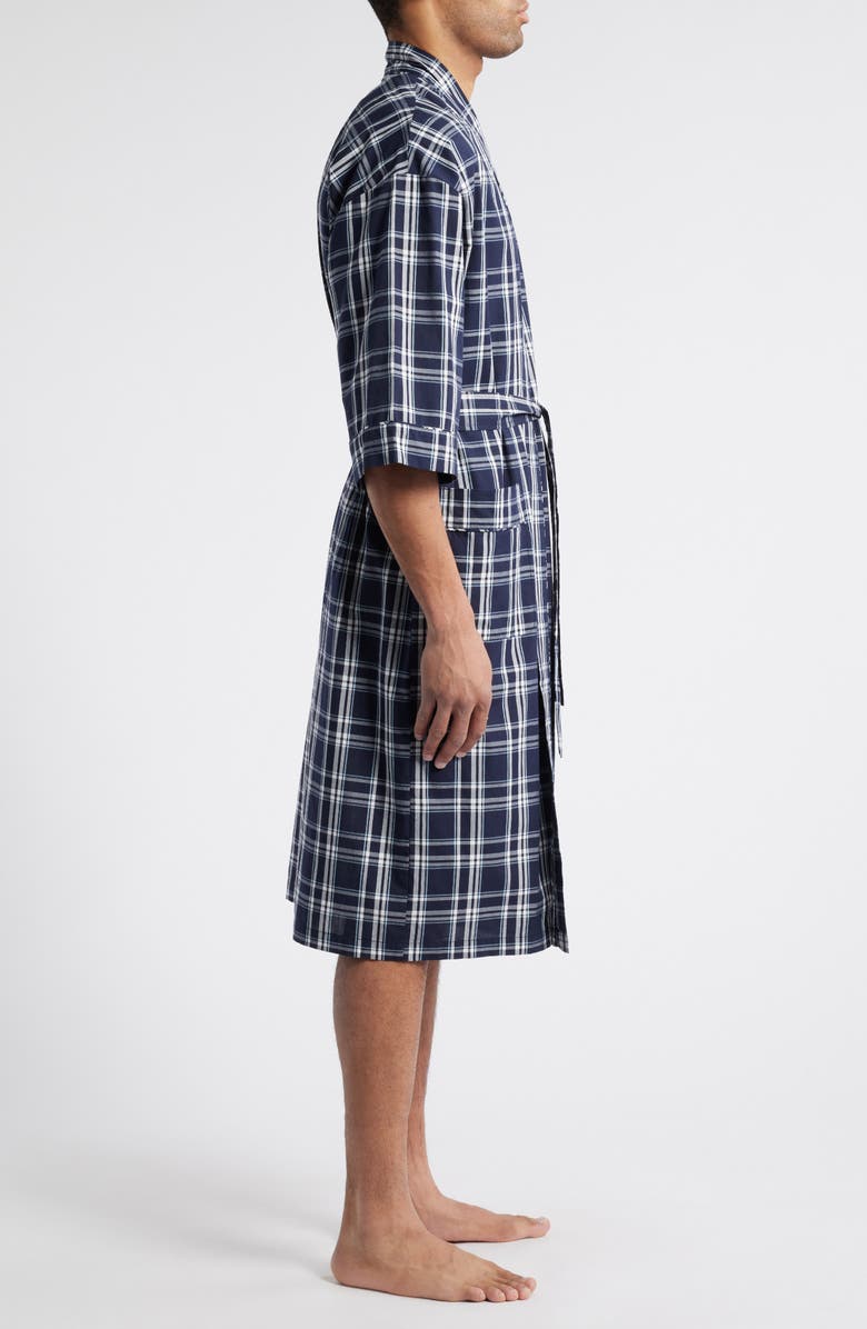 Majestic International Plaid Cotton Oxford Cloth Robe, Alternate, color, Shade