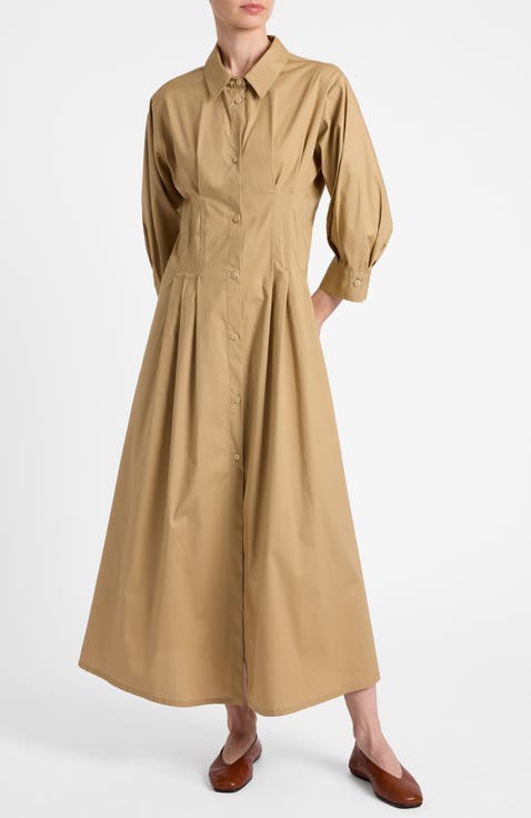Miley Midi Shirt Dress in Cotton Stretch