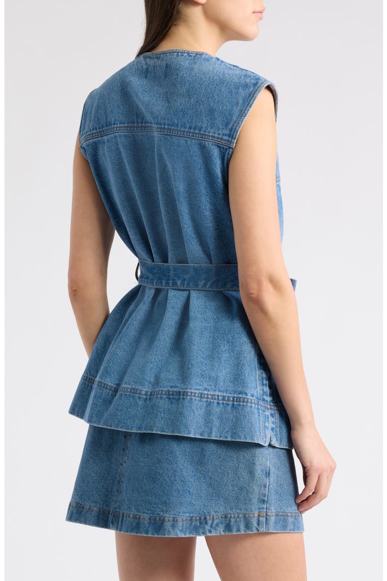 Avi Belted Denim Vest, Main, color, DENIM BLUE