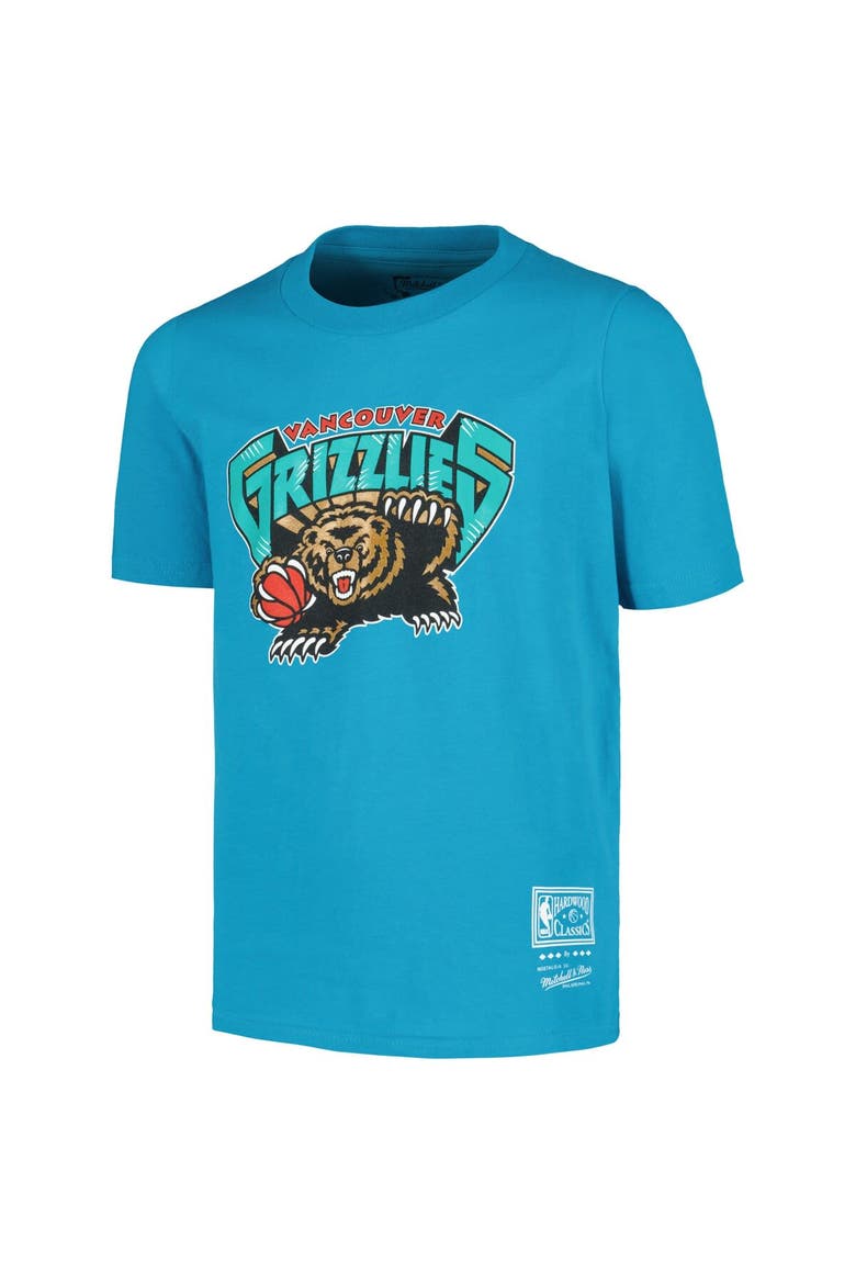 Youth Mitchell & Ness Turquoise Vancouver Grizzlies Hardwood Classics Retro Logo T-Shirt, Alternate, color, Turquoise