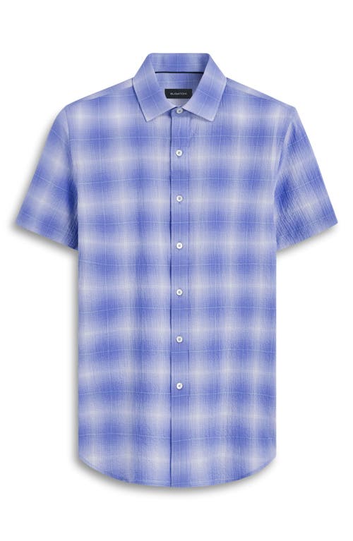 Bugatchi Ombré Check Short Sleeve Cotton Seersucker Button-up Shirt In Blue