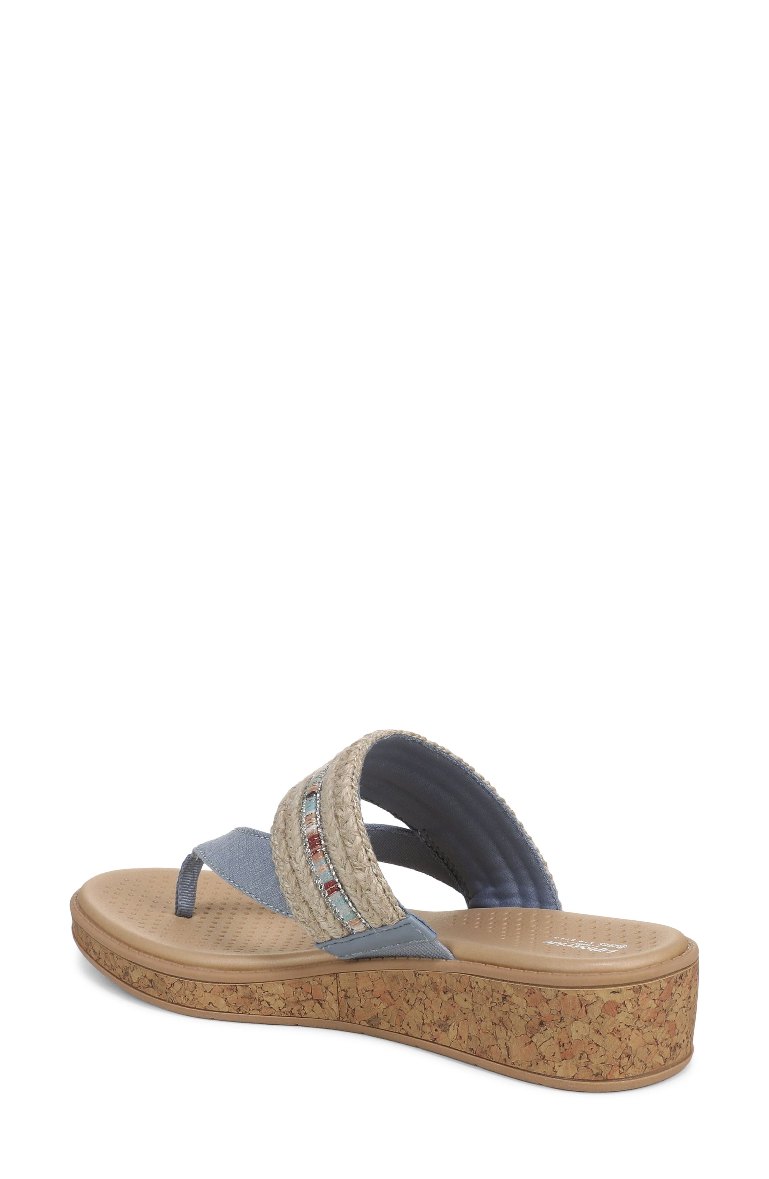 Birdie Wedge Flip Flop, Alternate, color, NATURAL TAN/ BLUE MULTI
