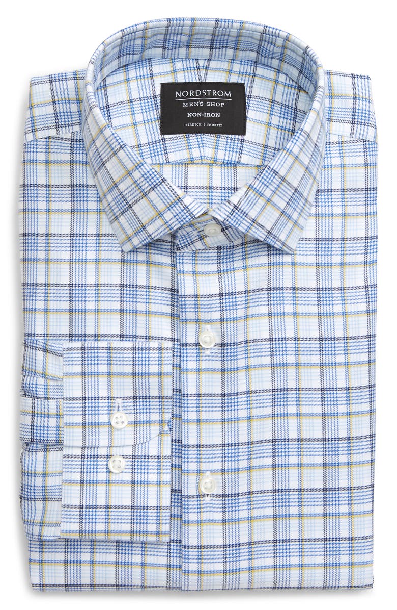 NORDSTROM MEN'S SHOP Trim Fit Non-Iron Plaid Dress Shirt, Main, color,