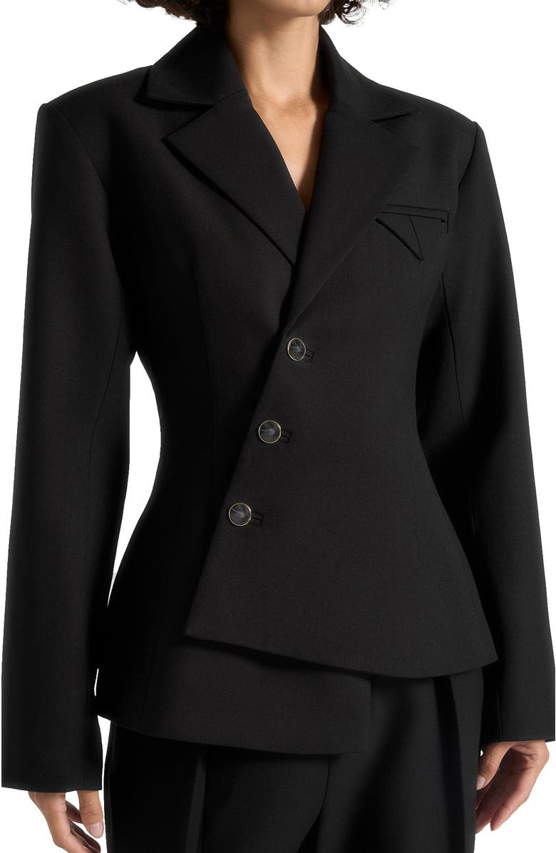Manière De Voir Thalia Asymmetric Tailored Double Breasted Blazer, Alternate, color, Black