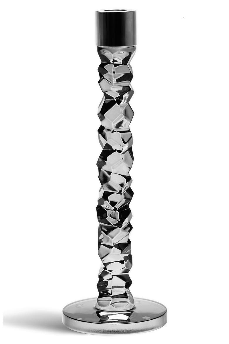 Carat Large Crystal & Stainless Steel Candlestick, Main, color, CHARCOAL