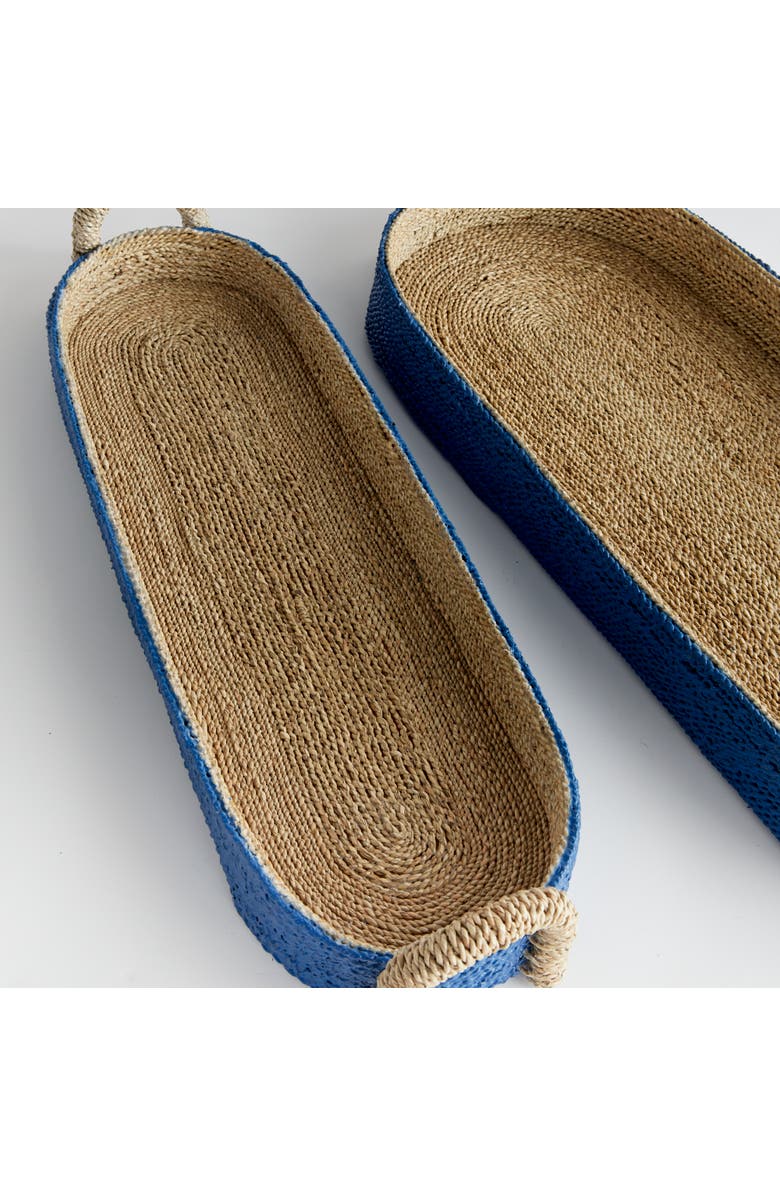 Napa Home & Garden Tiana Seagrass Long Oval Serving Baskets Set of 2, Alternate, color, Blue