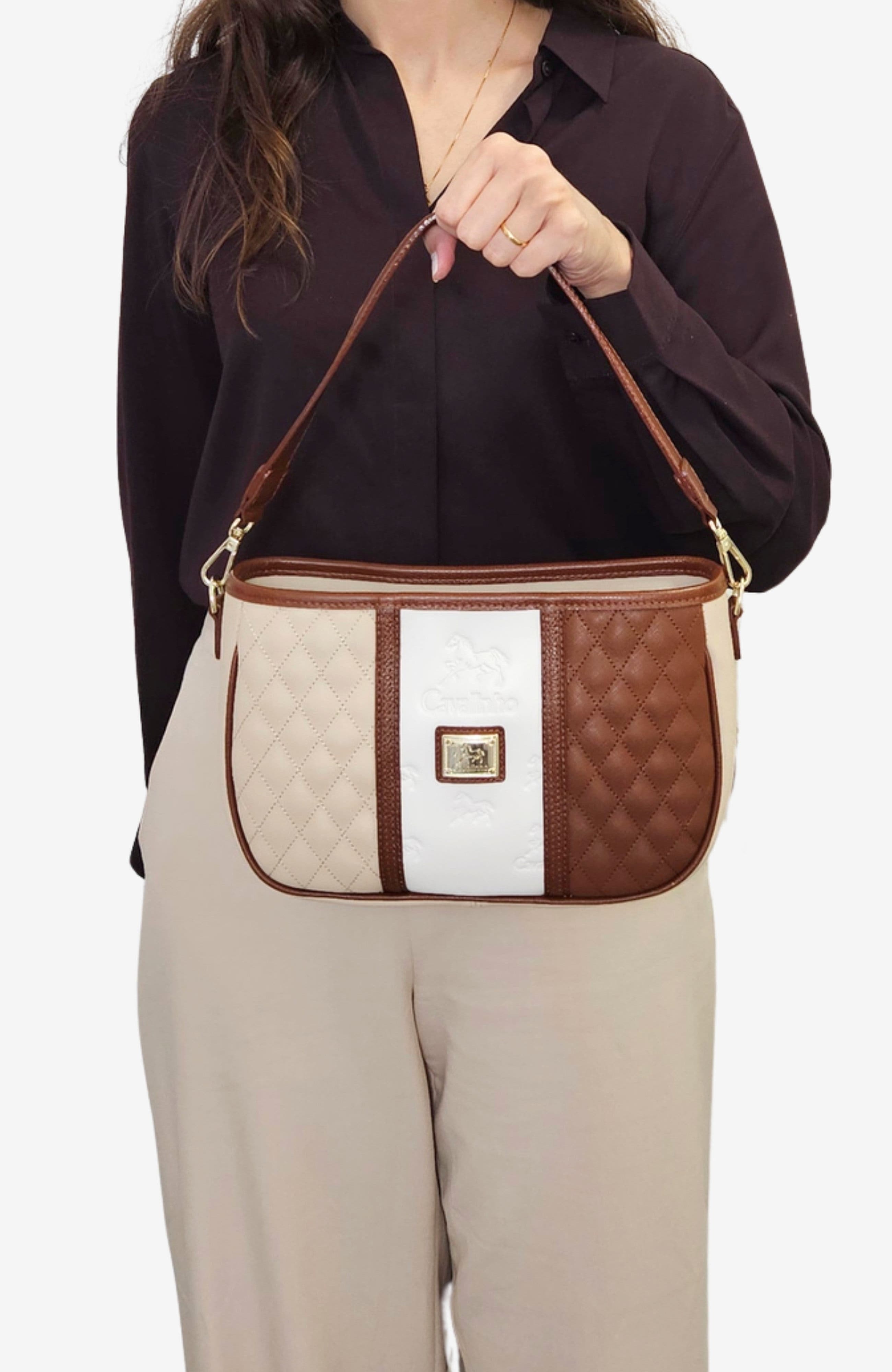 Sublime 615 Handbag, Alternate, color, Camel Brown / Beige / White