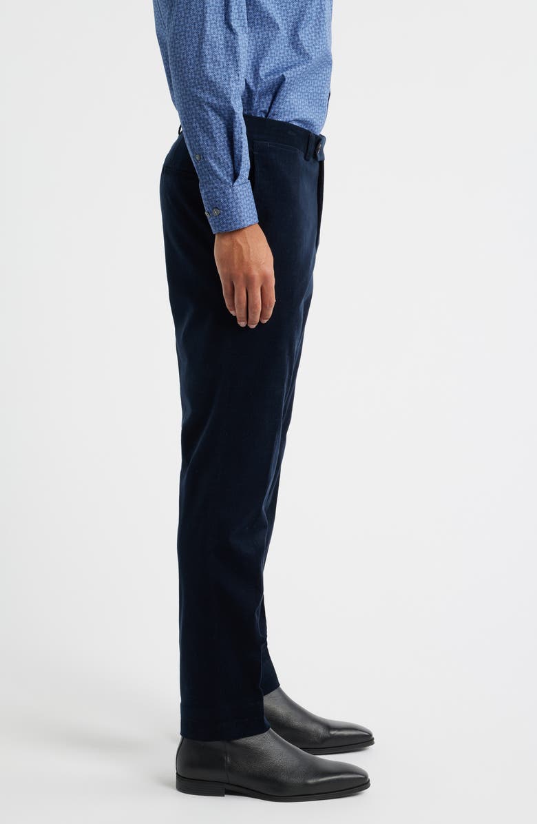 Jack Victor Palmer Navy Flat Front Cotton Stretch Corduroy Pants, Alternate, color, Navy