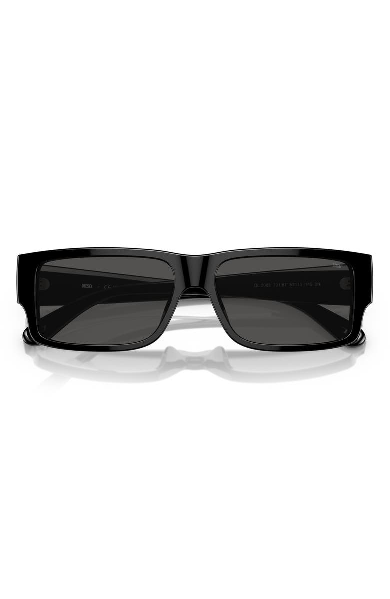 DIESEL<sup>®</sup> Geck-D 57mm Rectangular Sunglasses, Alternate, color, Shiny Black/ Dark Grey