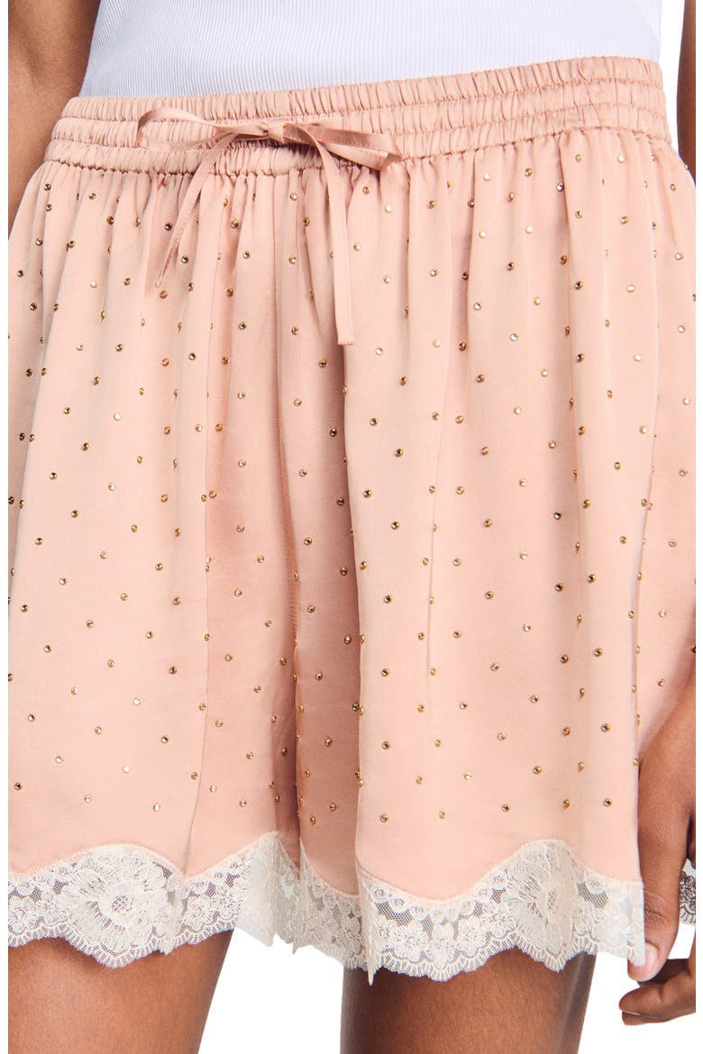 Rhinestone shorts with lace, Alternate, color, Nude