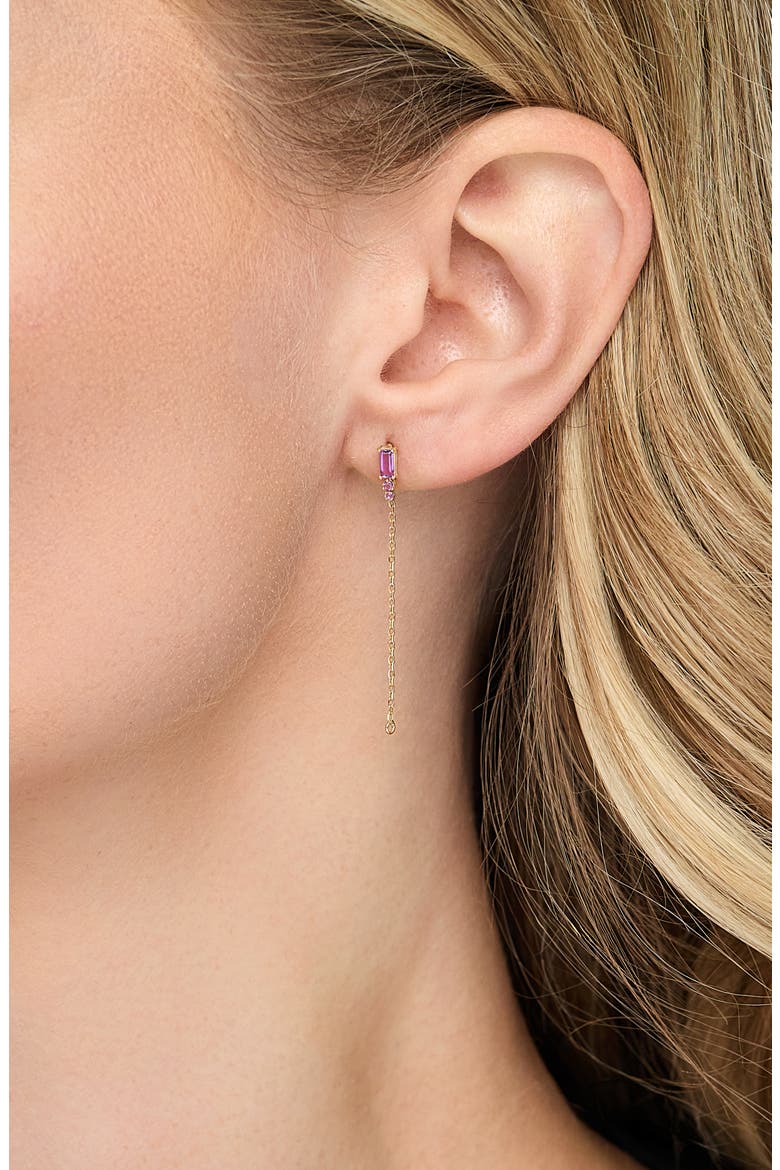 BLC 14K Gold Amethyst Chain Drop Earrings, Alternate, color, 14KY