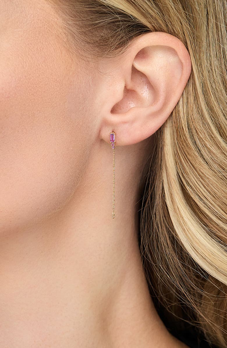 Bony Levy BLC 14K Gold Amethyst Chain Drop Earrings, Alternate, color, 14Ky