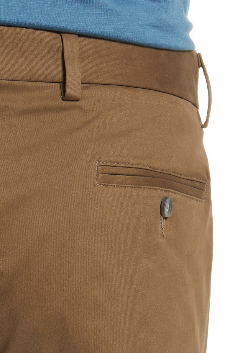 Berle Charleston Khakis Flat Front Stretch Sateen Pants, Alternate, color, Dk Khaki