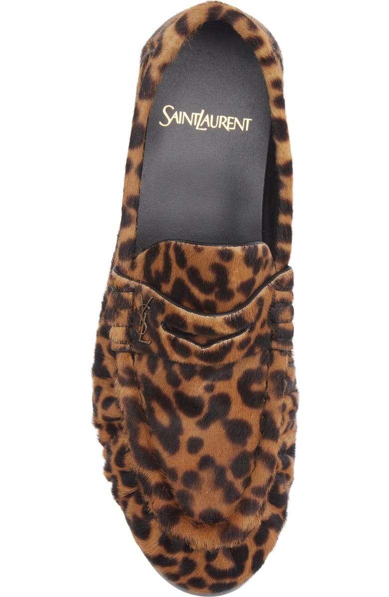 Saint Laurent Genuine Calf Hair Penny Loafer, Alternate, color, Manto Naturale/ Leopard