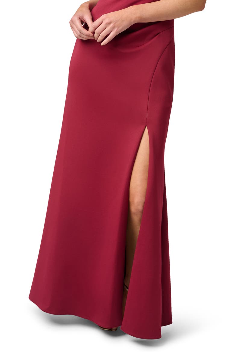 Off the Shoulder Scuba Gown, Alternate, color, CRIMSON HAZE