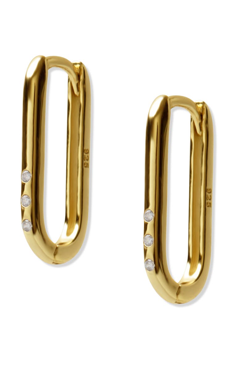 Argento Vivo Sterling Silver Cubic Zirconia Oblong Hoop Earrings, Main, color, 