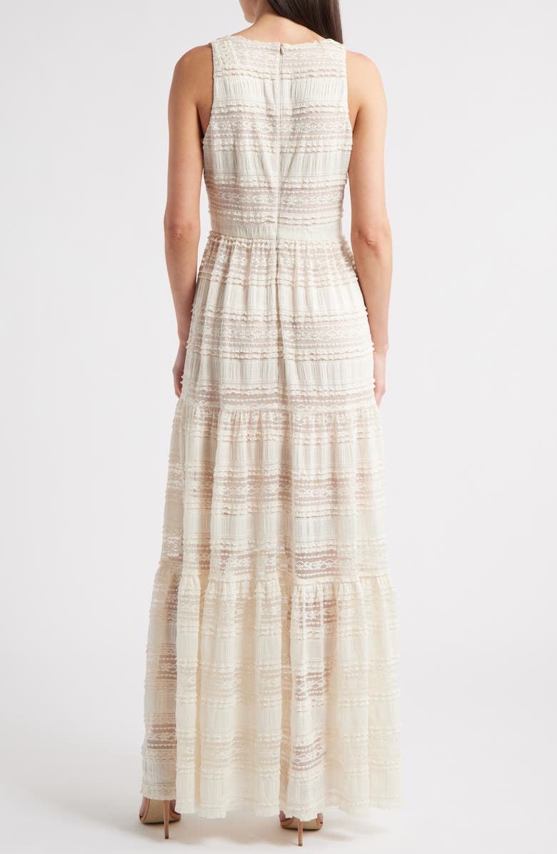 Eliza J Mixed Media Embroidered Lace Maxi Dress, Alternate, color, Ivory