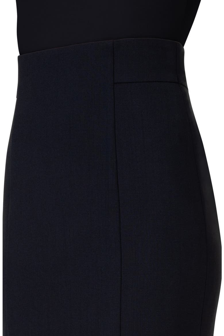 Stretch Virgin Wool Crepe Pencil Skirt, Alternate, color, BLACK