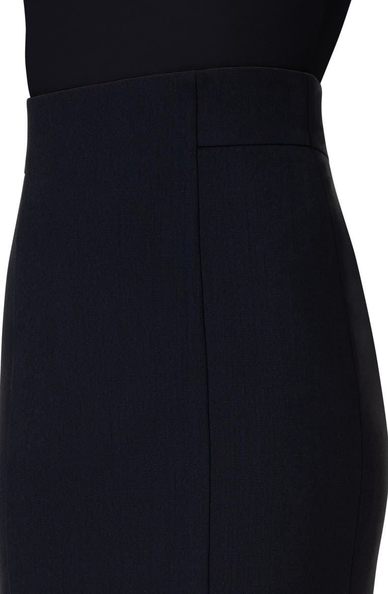 Akris punto Stretch Virgin Wool Crepe Pencil Skirt, Alternate, color, Black