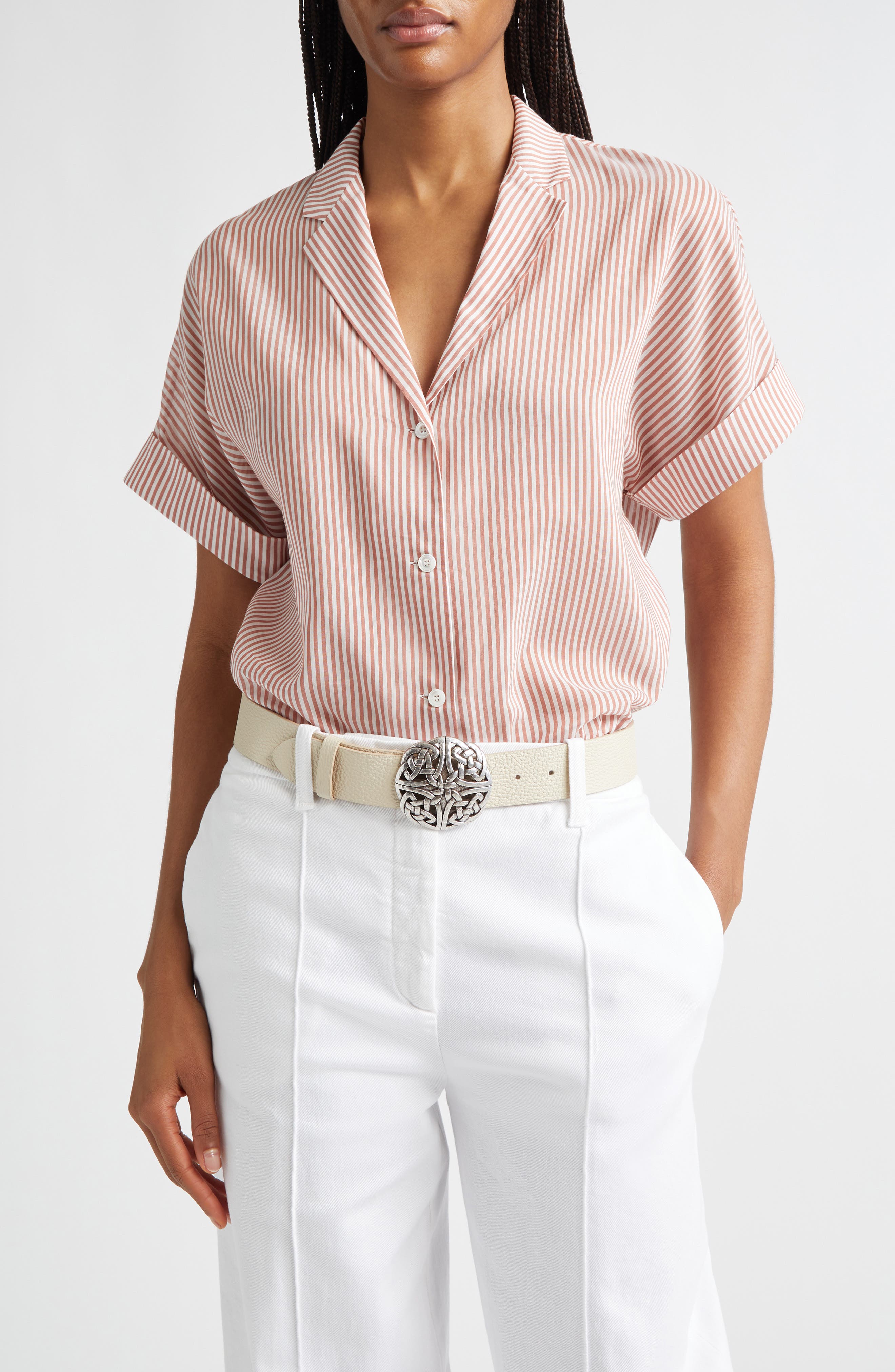 Stripe Cotton & Silk Camp Shirt - image 3