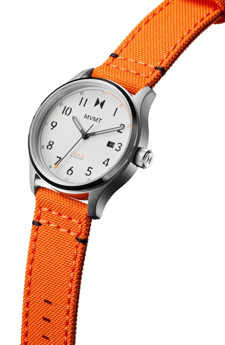 MVMT WATCHES Field II Nylon Strap Watch, 42.5mm, Alternate, color, 