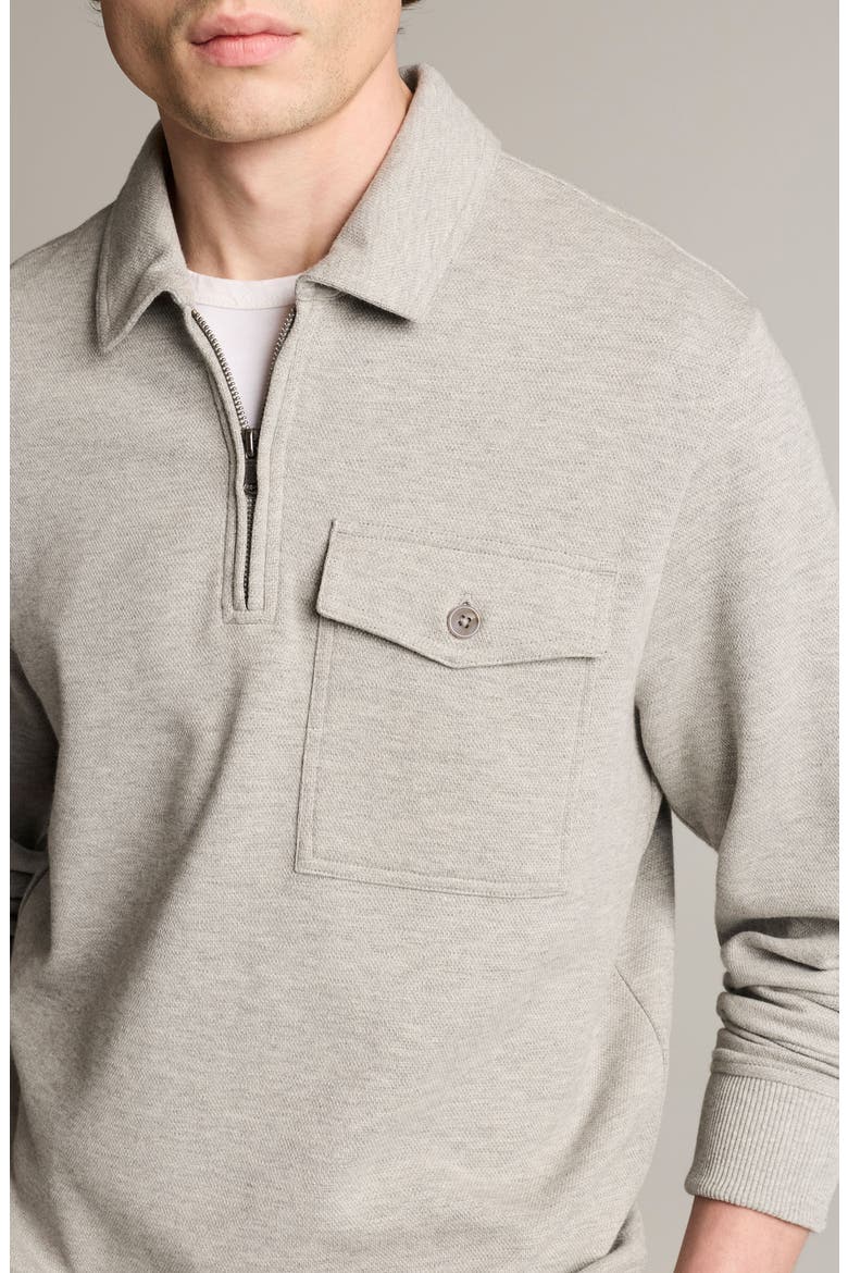 Double Pique Quarter Zip Polo, Alternate, color, HEATHER GREY/ MED HEATHER GREY