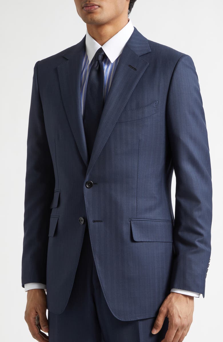 TOM FORD Wool Sharkskin Herringbone Suit, Alternate, color, Navy