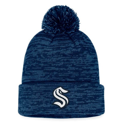 Men's Fanatics Branded Deep Sea Blue Seattle Kraken Fundamental Cuffed Knit Hat with Pom