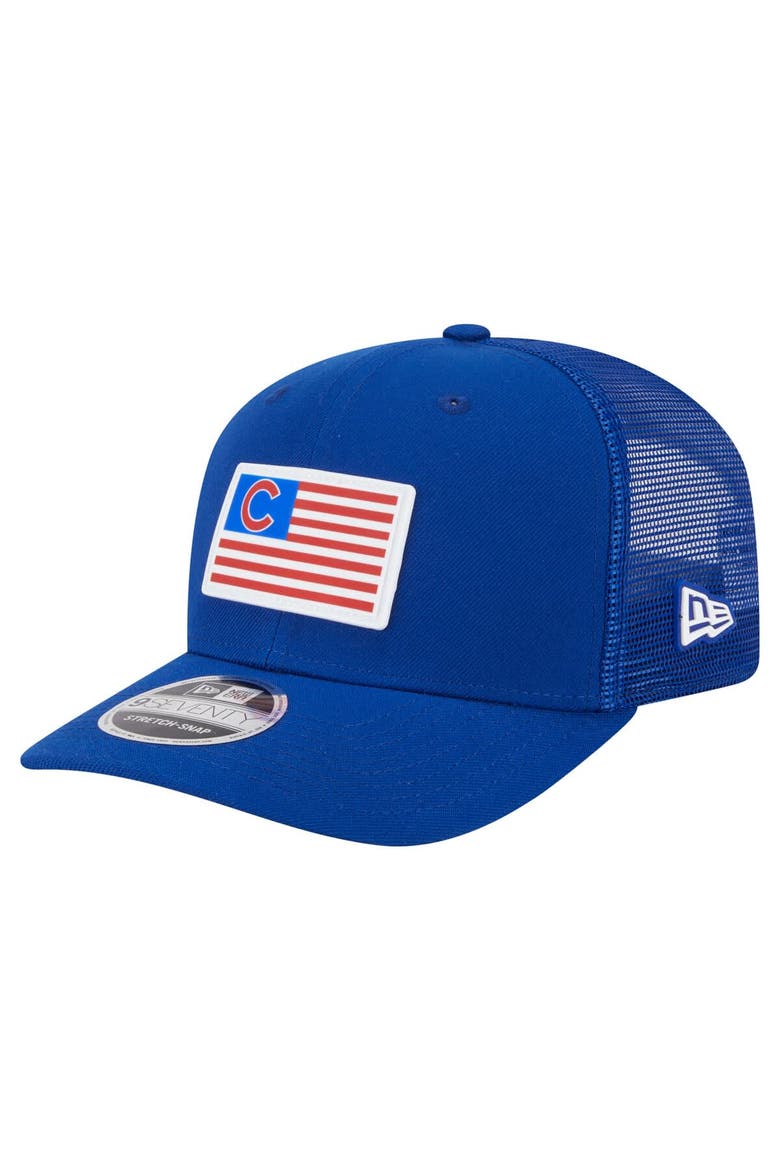 Men's New Era Royal Chicago Cubs Flag 9SEVENTY Stretch-Snap Hat, Main, color, Royal