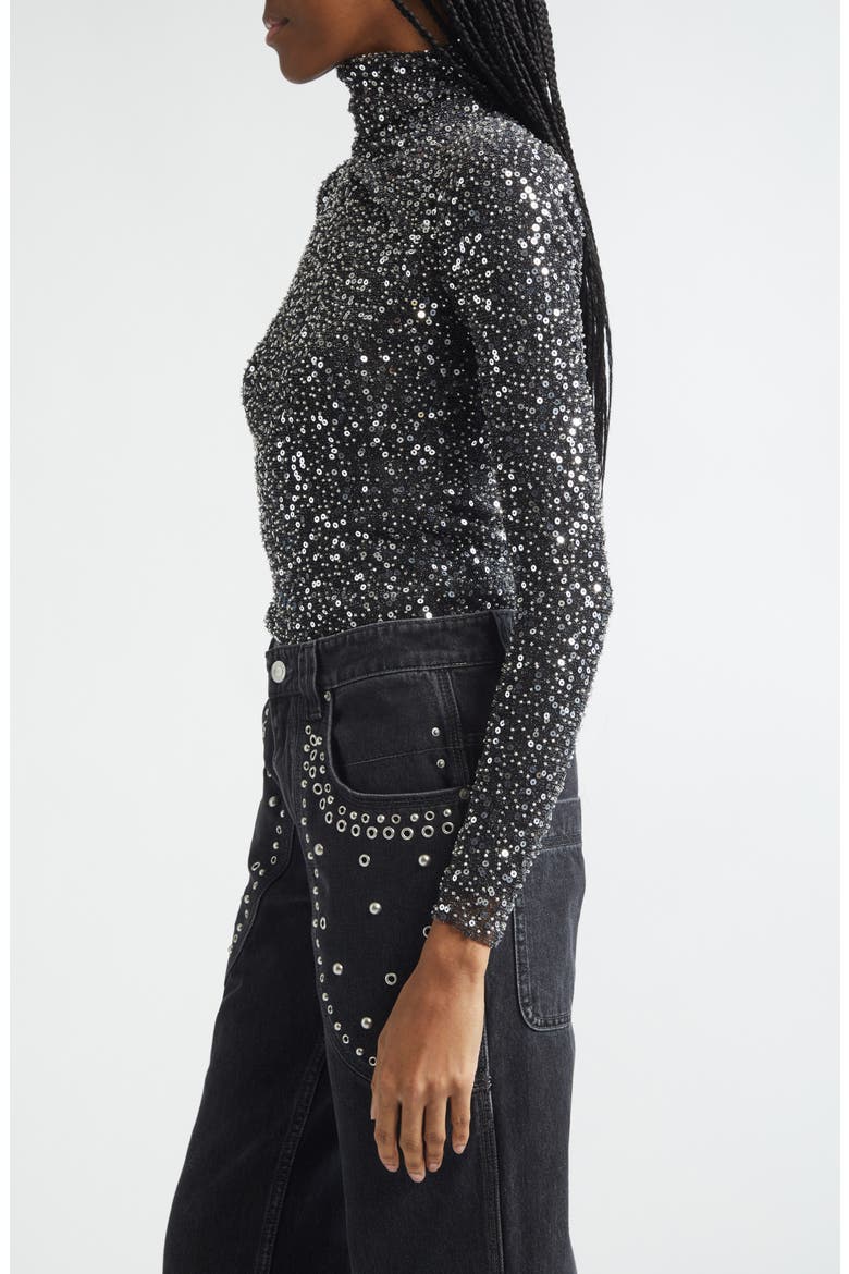 Lou Sequin High Neck Top, Alternate, color, SILVER