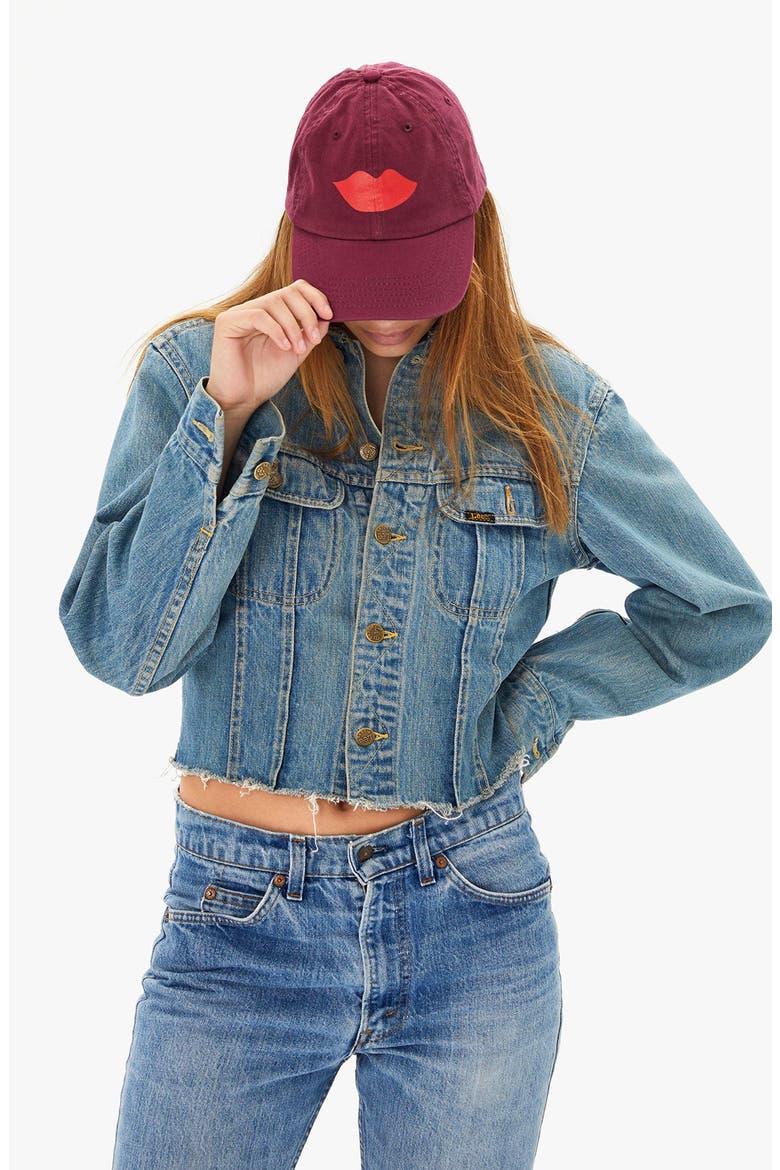 Lips Graphic Baseball Cap, Alternate, color, OXBLOOD