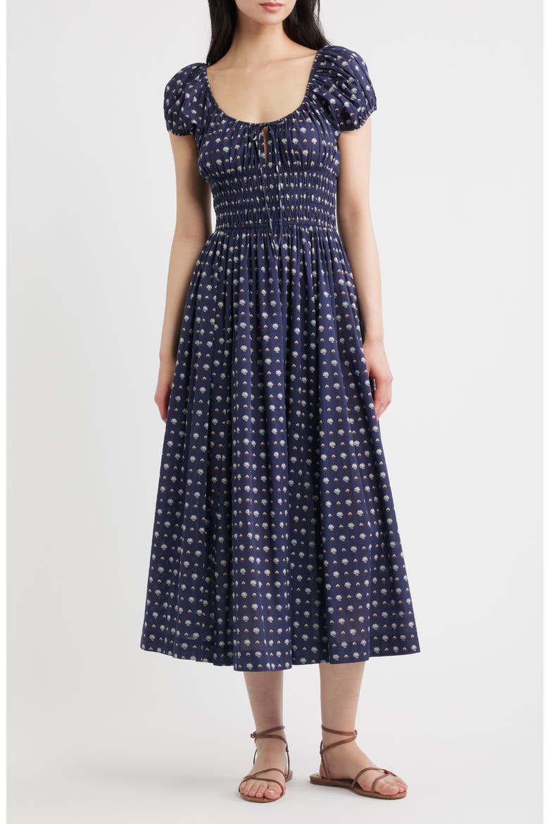 Quinn Organic Cotton Poplin Maxi Dress, Main, color, BLEU FOULARD DE LA MER