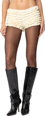 EDIKTED Tiered Ruffle Low Rise Micro Shorts