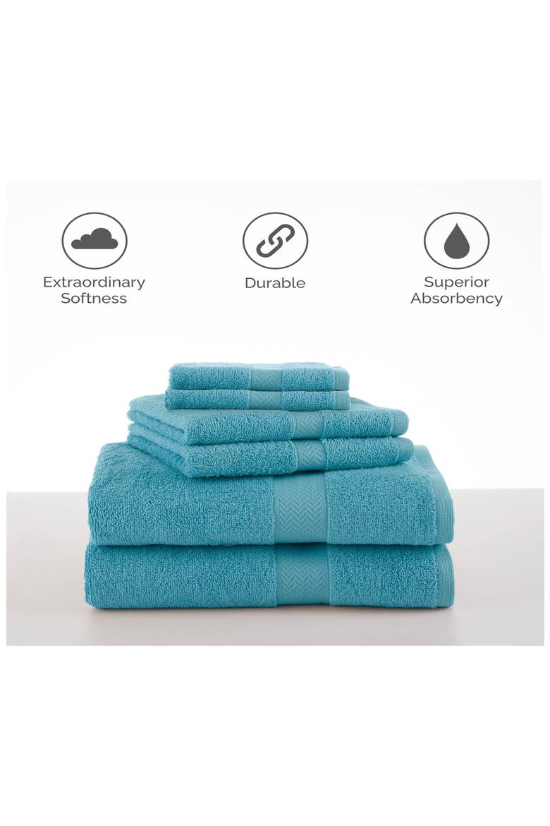 Ringspun 6-Piece Bath Towel Set, Alternate, color, ISLAND BLUE
