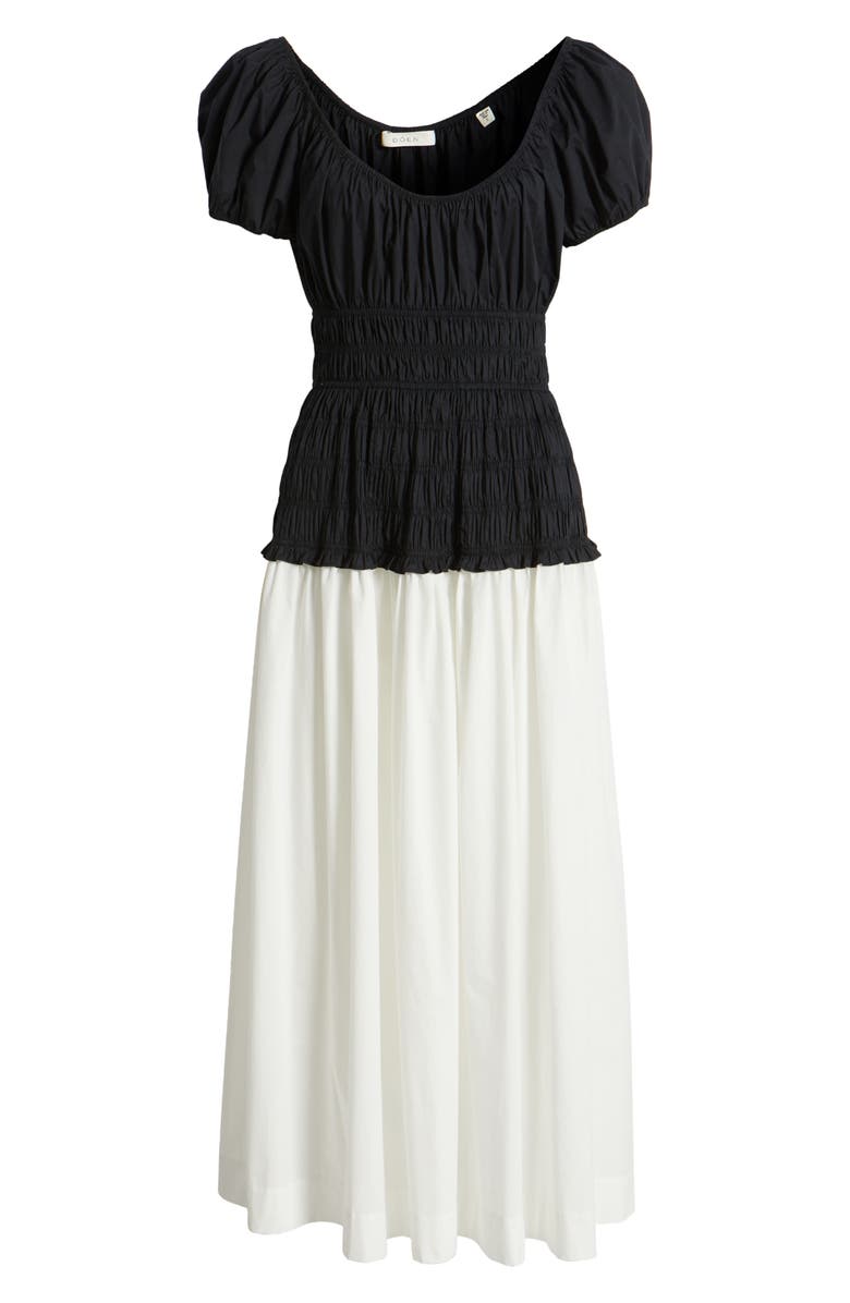 DÔEN Enya Pleated Organic Cotton Maxi Dress, Alternate, color, Black With Salt