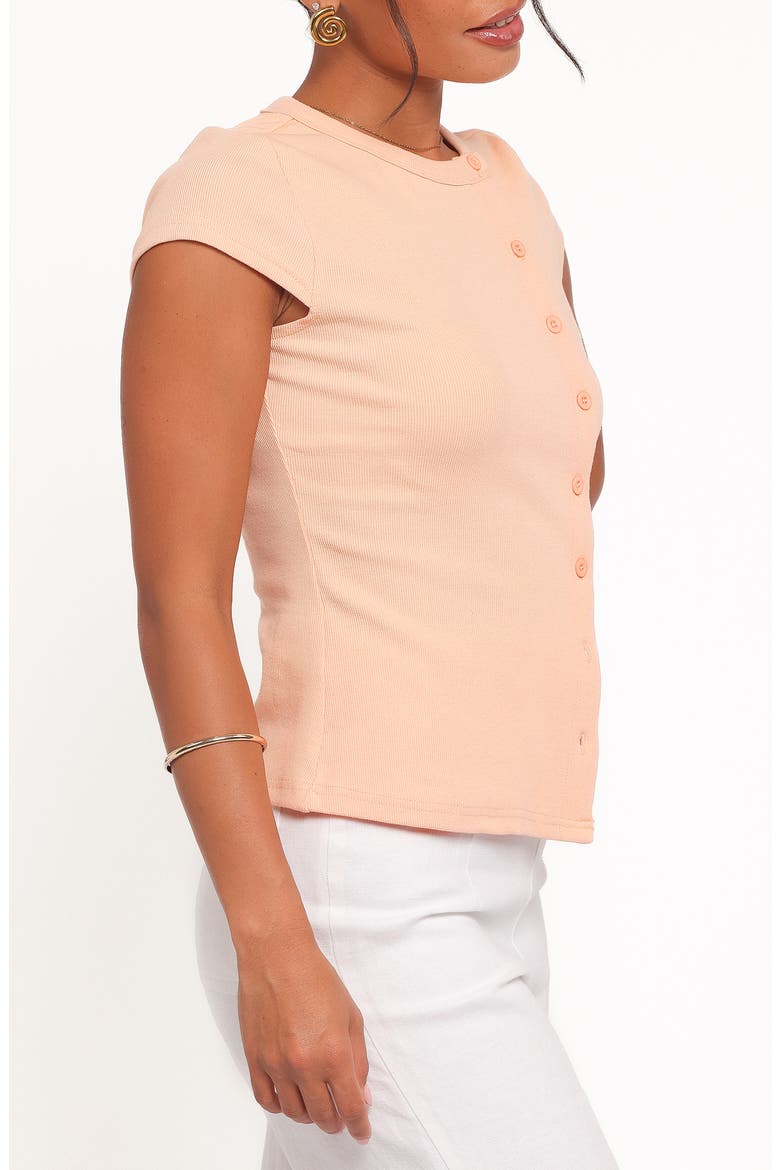 Tatum Knit Asymmetric Button-Up Top, Alternate, color, CORAL