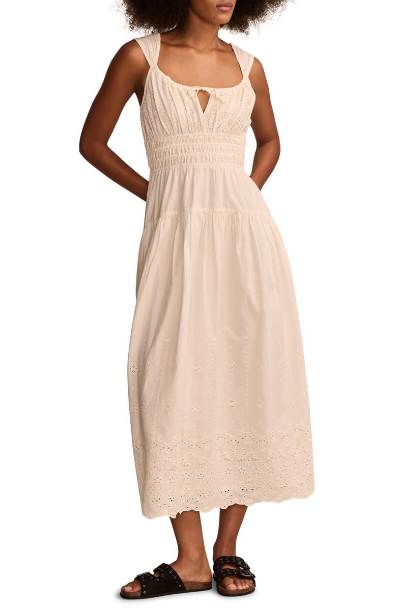 Lucky Brand Eyelet Embroidery A-Line Dress, Main, color, 