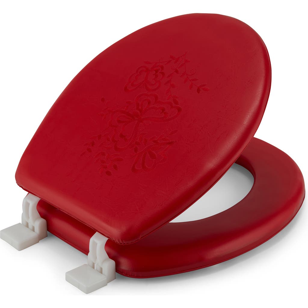 J&v Textiles J And V Textiles Embroidered Padded Soft Round Toilet Seat In Red
