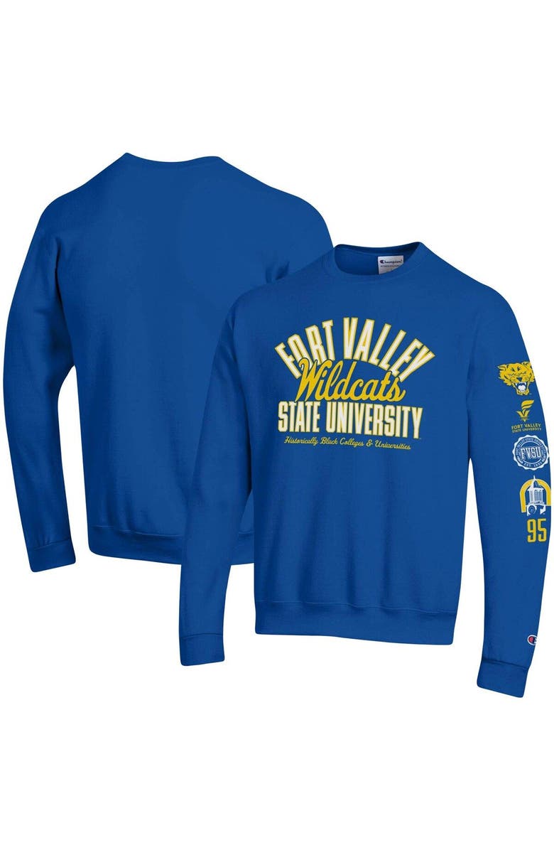 Champion Men's Champion Royal Fort Valley State Wildcats 2-Hit Powerblend Pullover Sweatshirt, Main, color, 