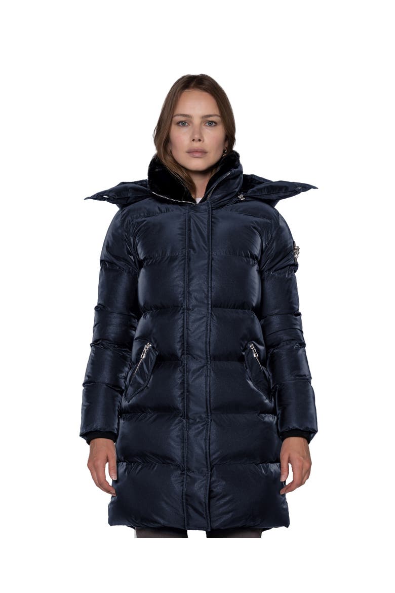 Women's Penguin Long Length Quilted Coat, Main, color, BLUE DIAMOND