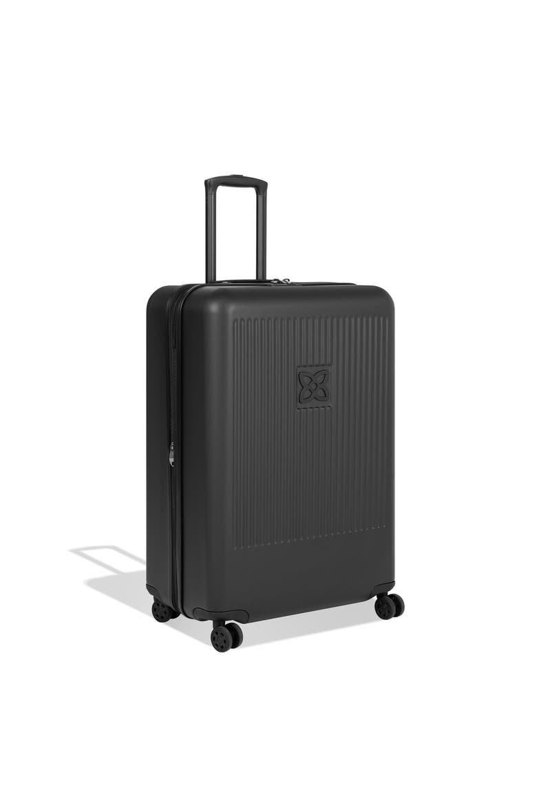 Meridian 29 Inch Large Checked Travel Hardside Luggage, Main, color, Black
