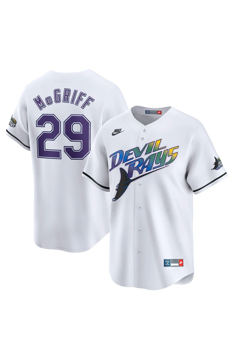 Nike Men's Nike Fred McGriff White Tampa Bay Rays Throwback Cooperstown Limited Jersey, Main, color, 