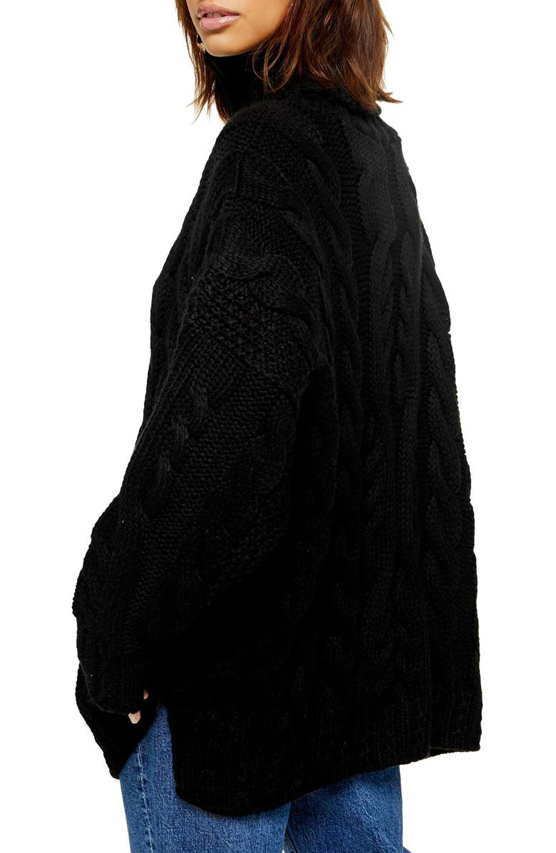 Topshop Chunky Cable Turtleneck Sweater, Alternate, color, 