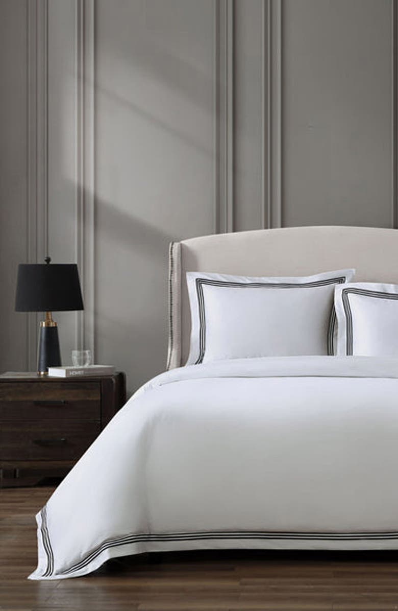 Pure Parima Egyptian Cotton Sateen Bratta Embroidery Triple Luxe Sateen 3-Piece Duvet Cover Set, Alternate, color, 