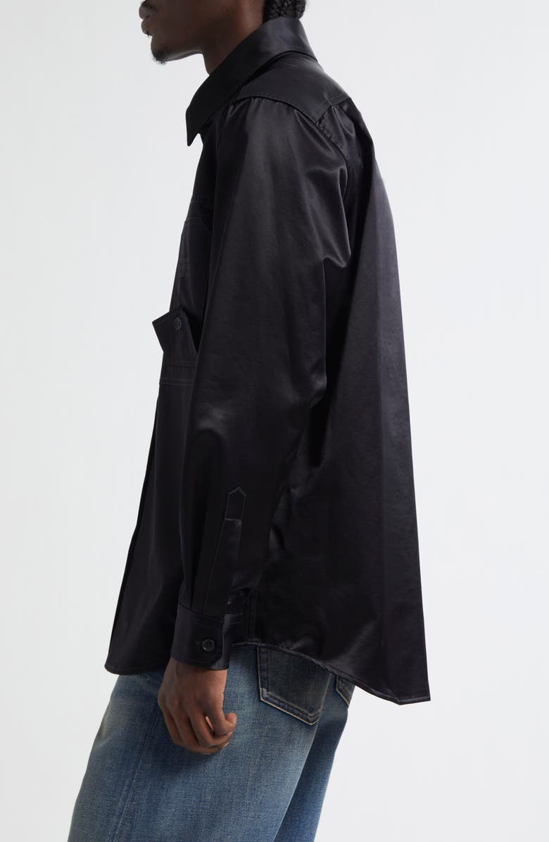 MM6 Maison Margiela Numeric Logo Embroidered Button-Up Shirt, Alternate, color, Black