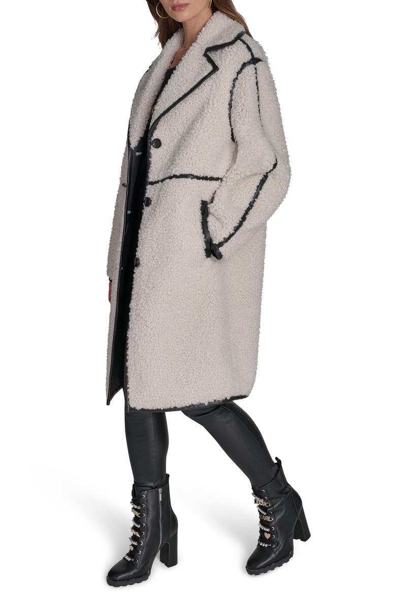 Faux Shearling Coat, Alternate, color, IVORY/ BLACK