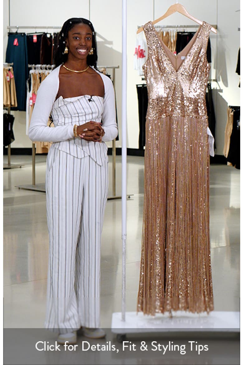 Dress the Population Reign Sequin & Metallic Fringe Gown (Women)