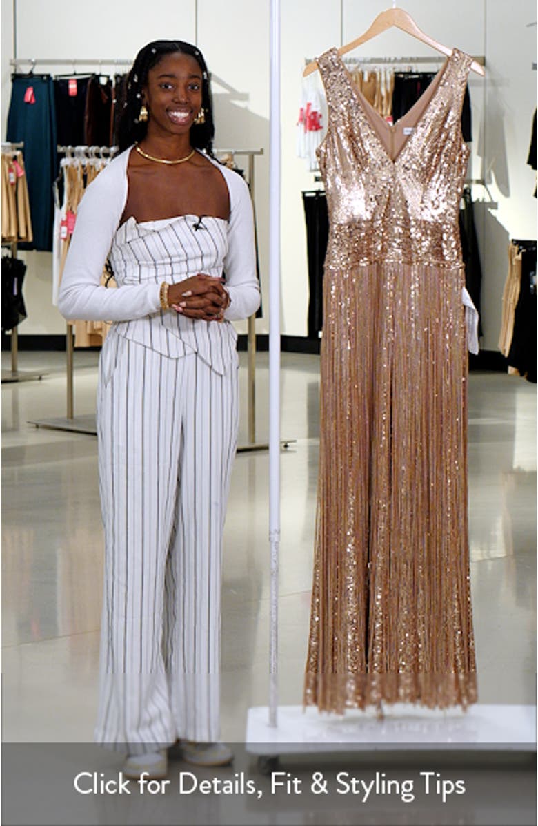 Reign Sequin & Metallic Fringe Gown, sales video thumbnail