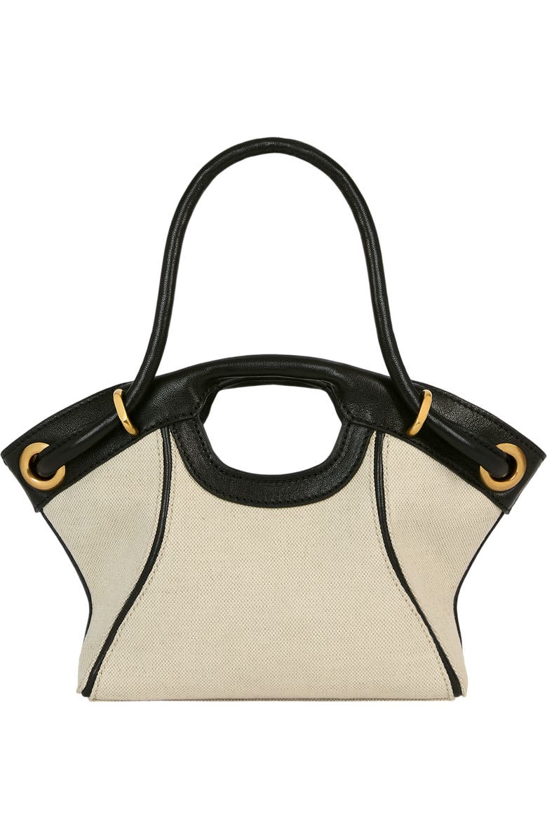 Balmain Small Tote in smooth leather and canvas, Alternate, color, Beige