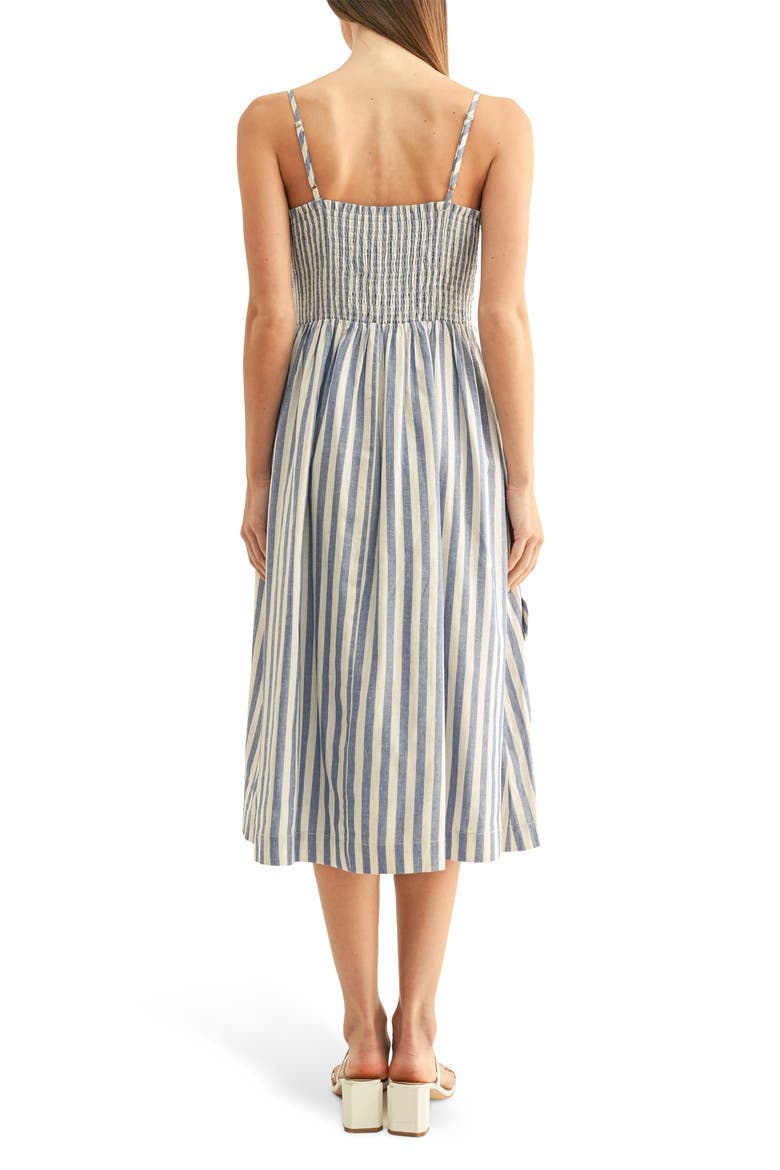 Emillia Stripe Floral Appliqué Cotton Midi Sundress, Alternate, color, BLUE/ WHITE